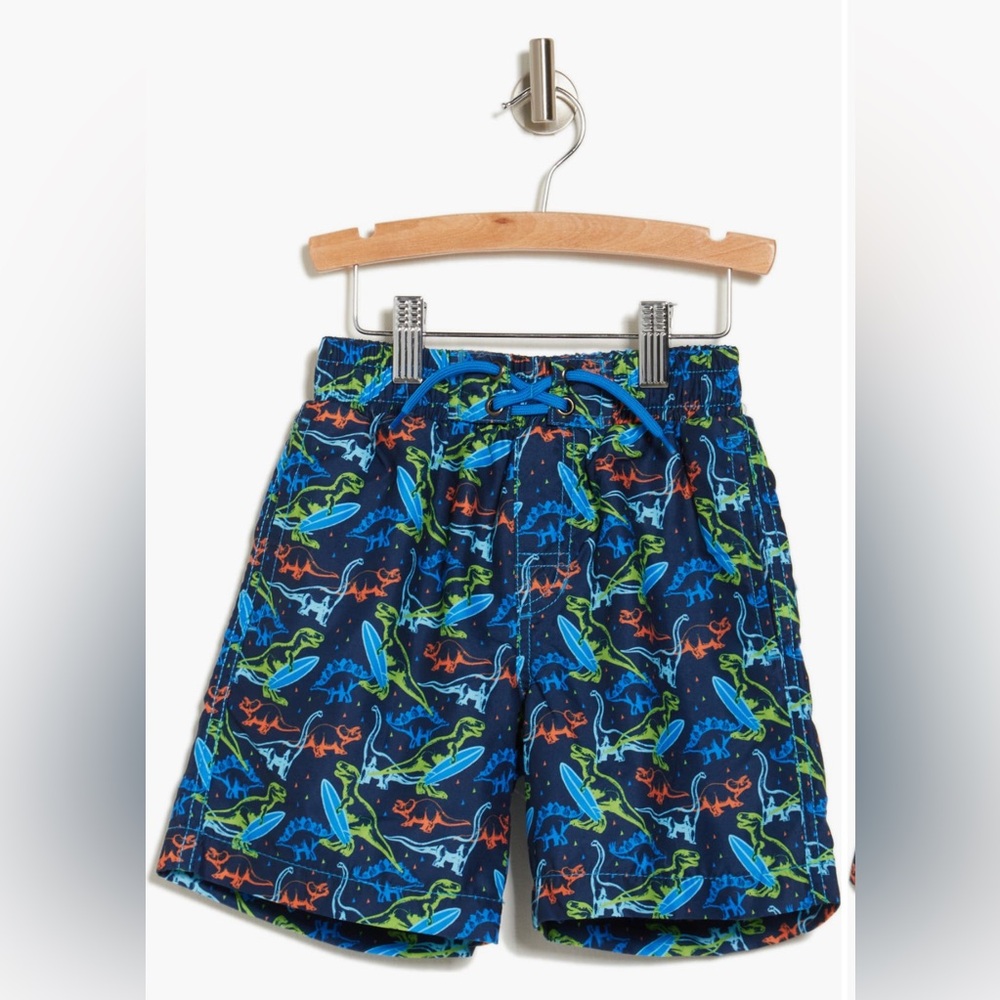 Beach Bros Boy’s Electric Surfing Dinosaur Swim Trunks| Size: 2T